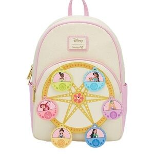 Disney Loungefly Princess Ferris Wheel Cream and Pink Embossed Bag